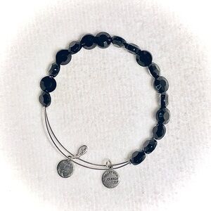 Silver-Tone Black Beaded Expandable Bracelet - Alex and Ani Style